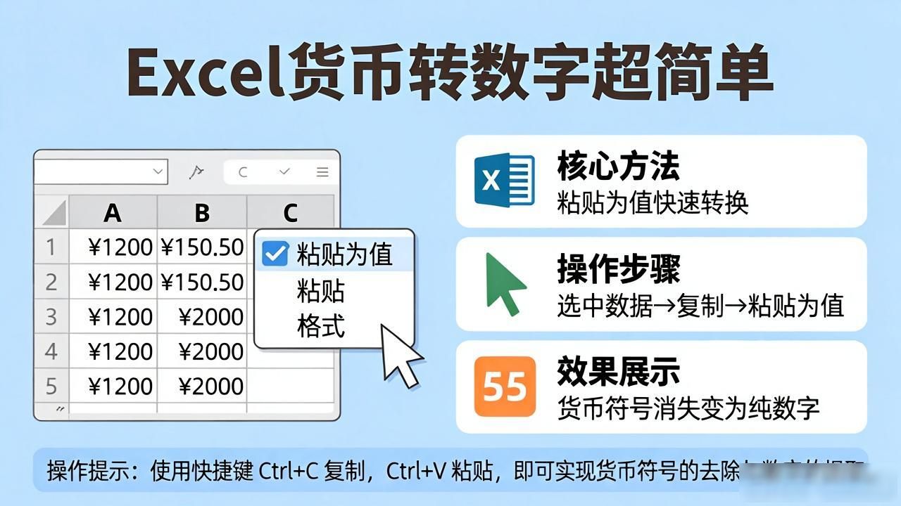 Excel货币转数字，这几个方法超简单