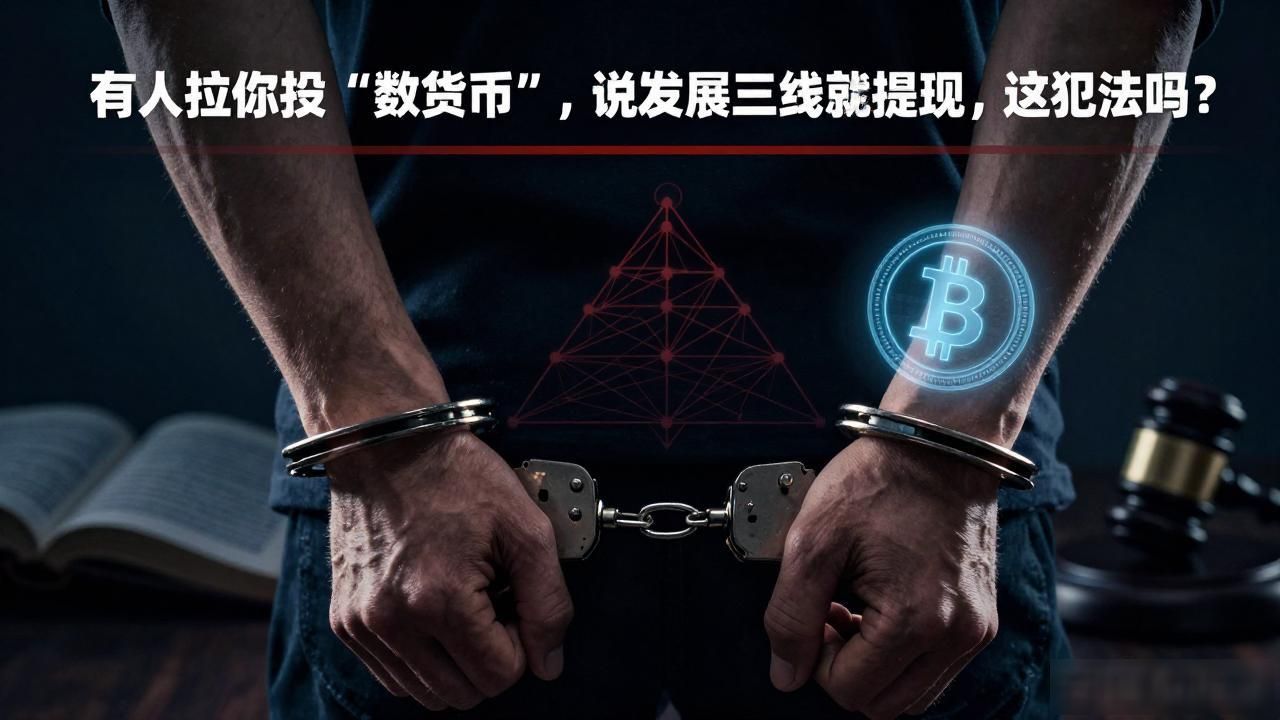 有人拉你投"数字货币"，说发展三个下线就能提现，这犯法吗？