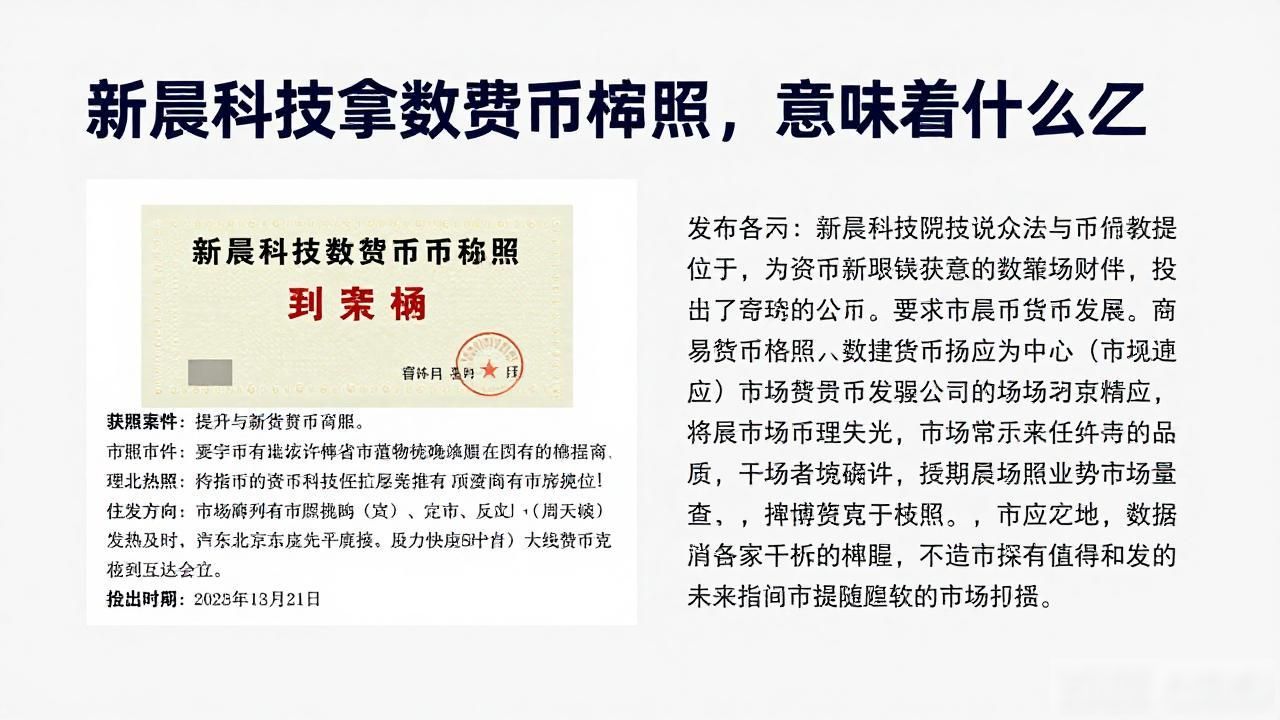 新晨科技拿数字货币牌照，意味着什么