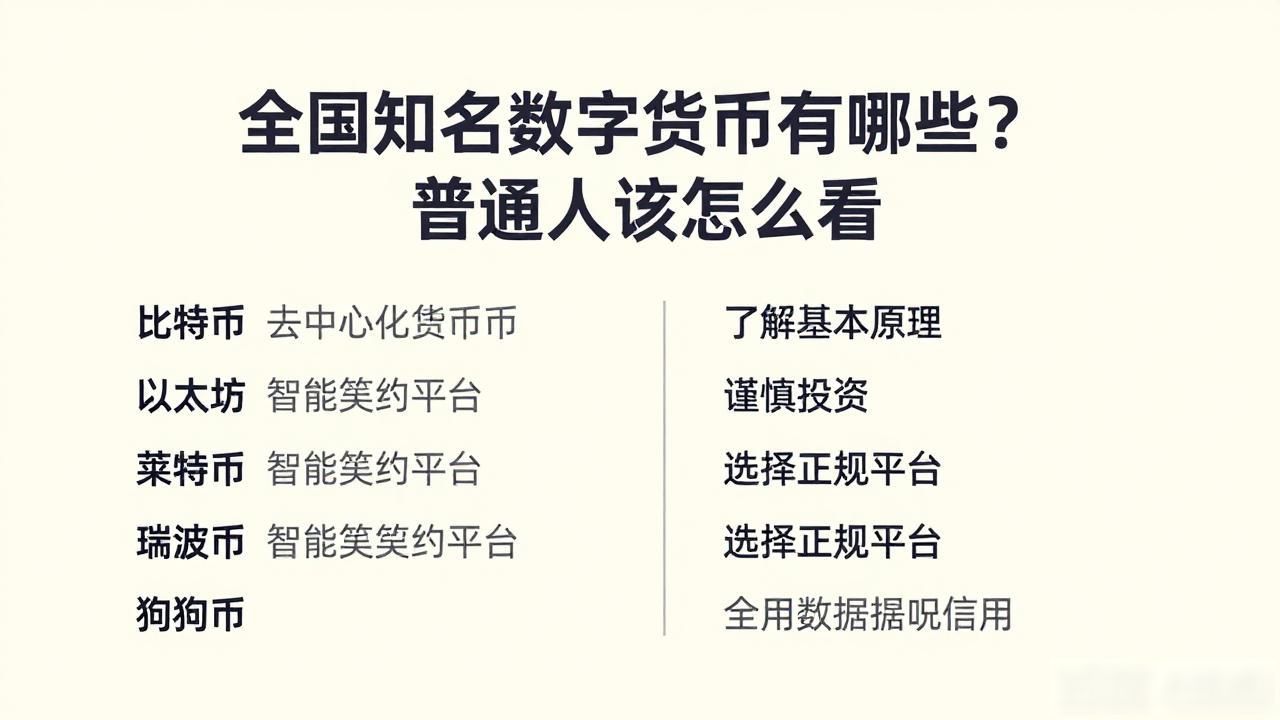 全国知名数字货币有哪些？普通人该怎么看